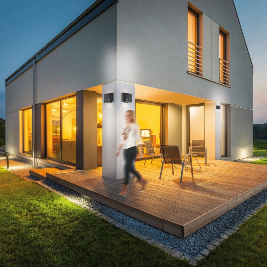 JUST LIGHT. 19471-18 - LED външно стенен осветител с сензор AMIN 2xLED/1,25W/3,7V 4400mAh IP44 черен