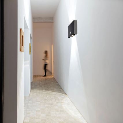 JUST LIGHT. 19471-18 - LED външно стенен осветител с сензор AMIN 2xLED/1,25W/3,7V 4400mAh IP44 черен