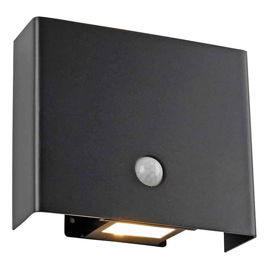 JUST LIGHT. 19471-18 - LED външно стенен осветител с сензор AMIN 2xLED/1,25W/3,7V 4400mAh IP44 черен
