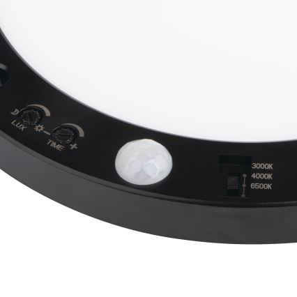LED Таван/лампа за окачен таван със сензор за движение 2в1 ERGA LED/17W/230V 3000/4000/6500K черен