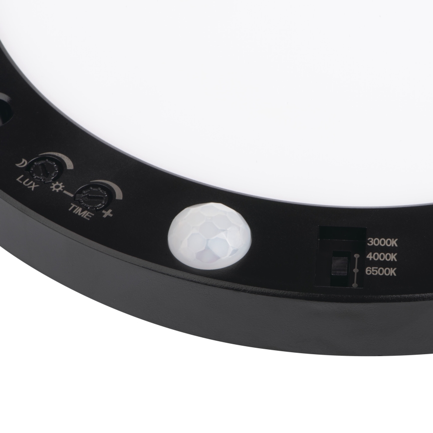 LED Таван/лампа за окачен таван със сензор за движение 2в1 ERGA LED/17W/230V 3000/4000/6500K черен