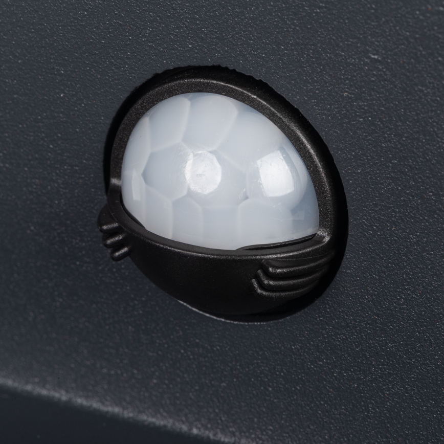 LED външно стенено осветително тяло със сензор за движение и сумрак REKA LED/7W/230V IP54, антрацит, квадратно