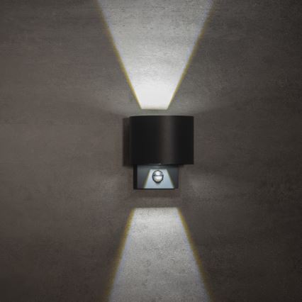 LED външно стенно осветително тяло с сензор за движение и сумрак REKA LED/7W/230V IP54 антрацитно кръгло