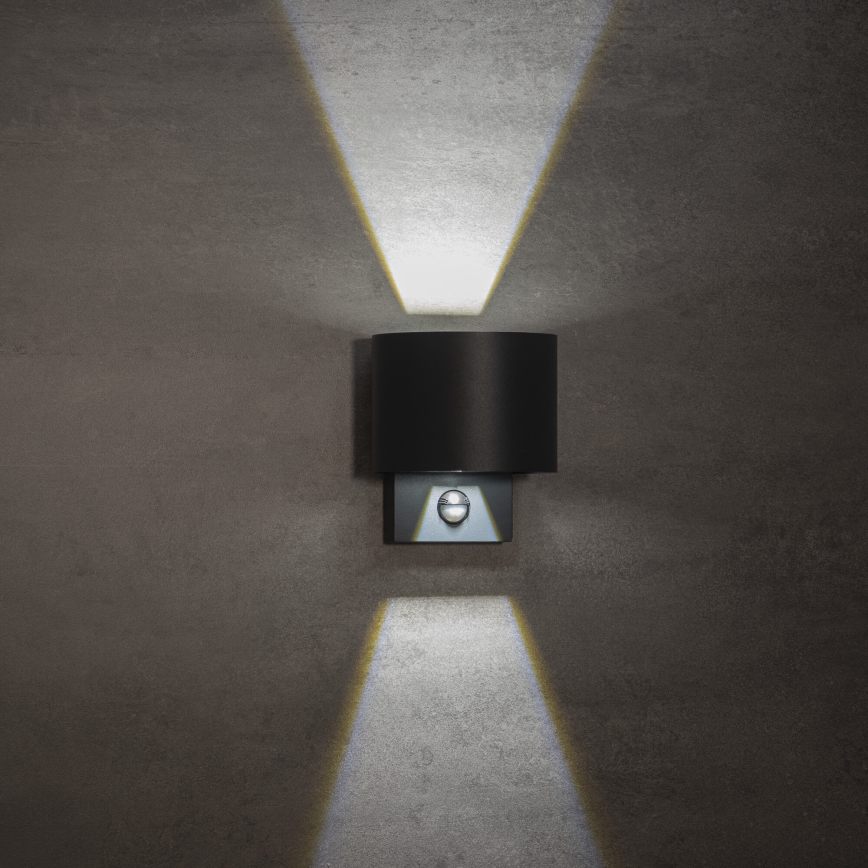 LED външно стенно осветително тяло с сензор за движение и сумрак REKA LED/7W/230V IP54 антрацитно кръгло