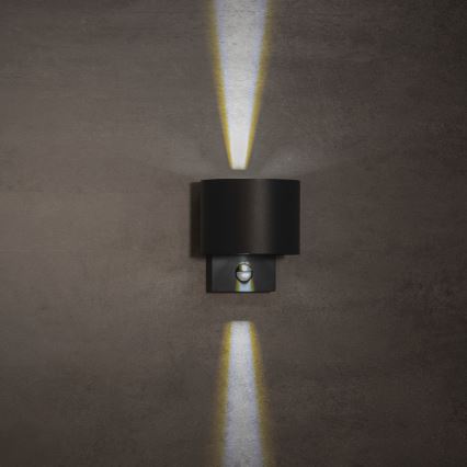 LED външно стенно осветително тяло с сензор за движение и сумрак REKA LED/7W/230V IP54 антрацитно кръгло