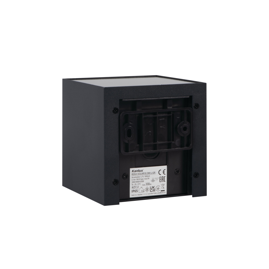 Соларна LED стенна лампа със сензор REKA LED/3W/3,7V 1800 mAh 3000/4000/6500K IP65 черна