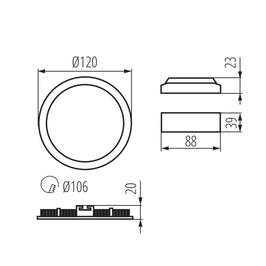 LED Лампа за окачен таван на баня ROUNDA LED/6W/230V IP44 черна Ø 12 см