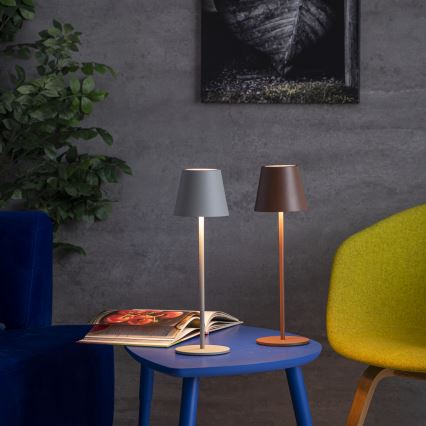 LED Димируема акумулаторна настолна лампа INITA LED/1,2W/1800 mAh IP54 кафяв