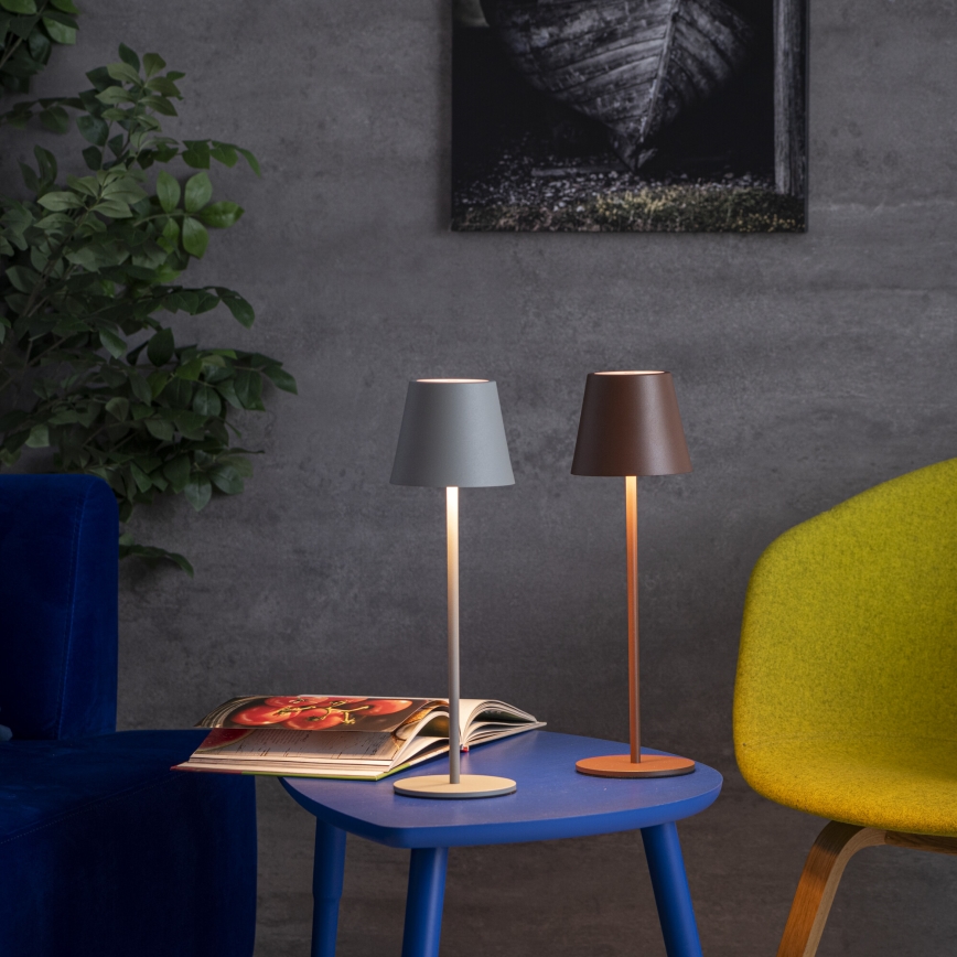 LED Димируема акумулаторна настолна лампа INITA LED/1,2W/1800 mAh IP54 кафяв