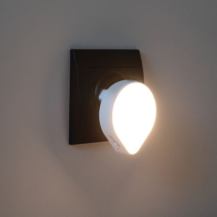 LED нощна лампа с регулируема яркост и сензор за сумрак за контакт ULOV LED/0,5W/230V бяла