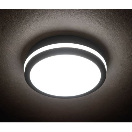 Екстериорна LED лампа за таван със сензор за движение BENO LED/24/30W/230V 3000/3500/4000K IP65 антрацит кръгъл