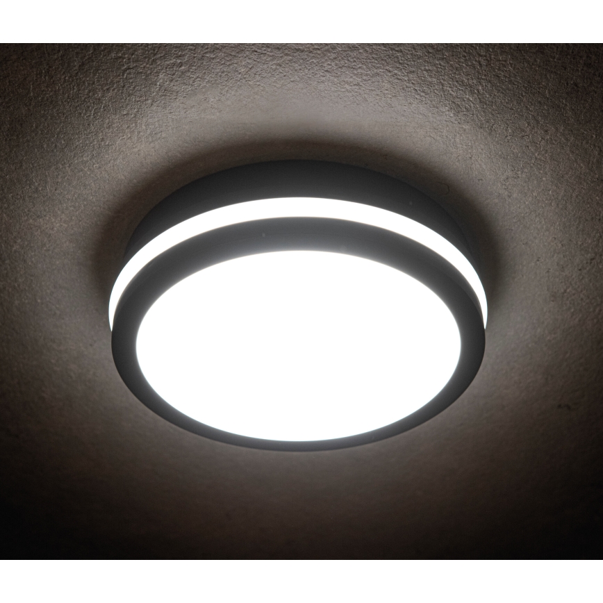 Екстериорна LED лампа за таван със сензор за движение BENO LED/24/30W/230V 3000/3500/4000K IP65 антрацит кръгъл