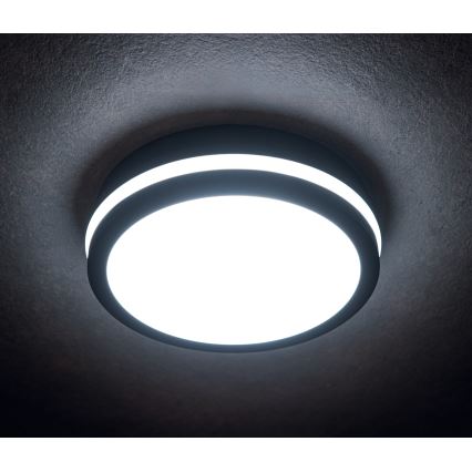 Екстериорна LED лампа за таван със сензор за движение BENO LED/24/30W/230V 3000/3500/4000K IP65 антрацит кръгъл