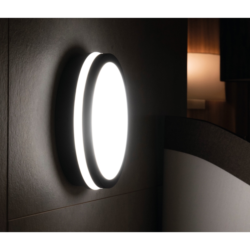 Екстериорна LED лампа за таван със сензор за движение BENO LED/24/30W/230V 3000/3500/4000K IP65 антрацит кръгъл