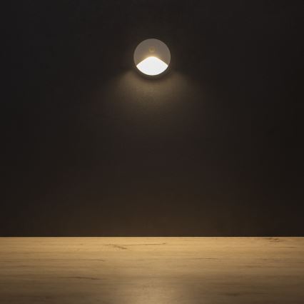 LED стълбищно осветително тяло с датчик за движение и сумрак EXIN LED/2,5W/230V 3000K IP65, бяло, кръгло