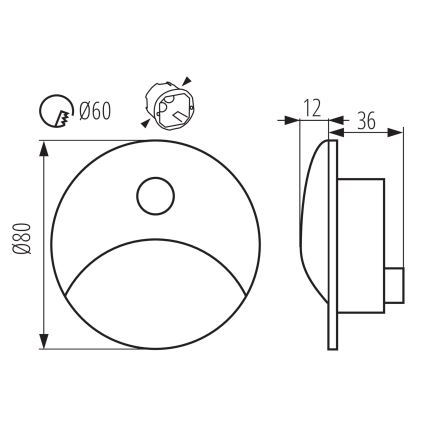 LED стълбищно осветително тяло със сензор за движение и сумрак EXIN LED/2,5W/230V 3000K IP65, кръгло, антрацит
