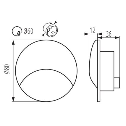 LED осветително тяло за стълбище EXIN LED/2,5W/230V 4000K IP65 черно кръгло