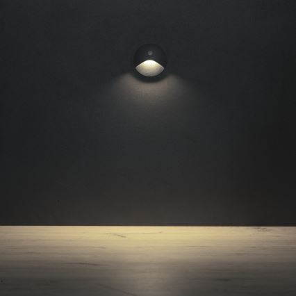 LED стълбищно осветително тяло със сензор за движение и за здрач EXIN LED/2,5W/230V 4000K IP65 антрацит кръгло