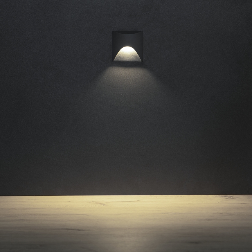 LED стълбищно осветително тяло EXIN LED/2,5W/230V 4000K IP65 в цвят антрацит, квадратна форма