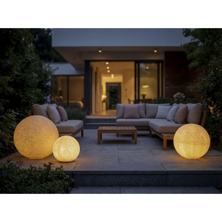 Външна лампа STONO 1xE27/15W/230V Ø 20 см IP65 бежова