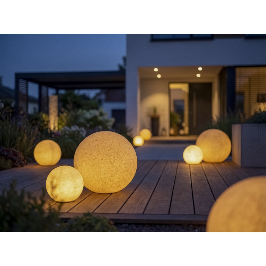 Външна лампа STONO 1xE27/20W/230V Ø 30 см IP65 бежова