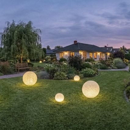 Външна лампа STONO 1xE27/20W/230V Ø 50 см IP65 бежова