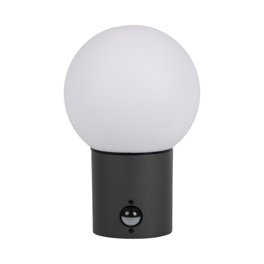 Външна стенна лампа със сензор за движение и сумрак STONO 1xE27/15W/230V IP65 антрацит