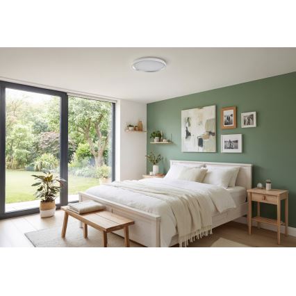Димируемо LED таванно осветително тяло LIXAN LED/47W/230V 3000-6500K Ø 38,6 cm бяло/сребристо + дистанционно управление