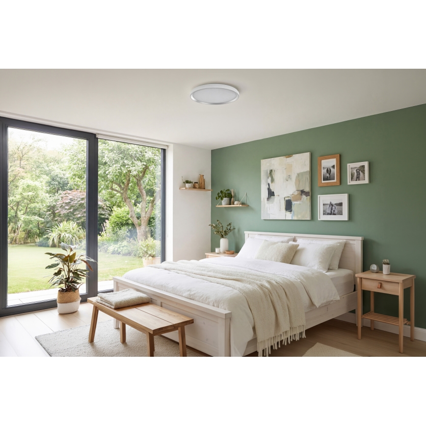 Димируемо LED таванно осветително тяло LIXAN LED/47W/230V 3000-6500K Ø 38,6 cm бяло/сребристо + дистанционно управление