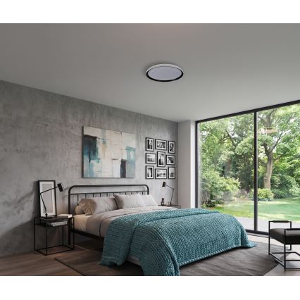 Димируем LED таванен плафон LIXAN LED/47W/230V 3000-6500K Ø 38,6 cm бял/черен + дистанционно управление
