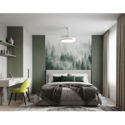 Димируемо LED таванно осветително тяло с вентилатор PLAVE LED/36W/230V 3000-6500K сребристо/бяло + дистанционно управление