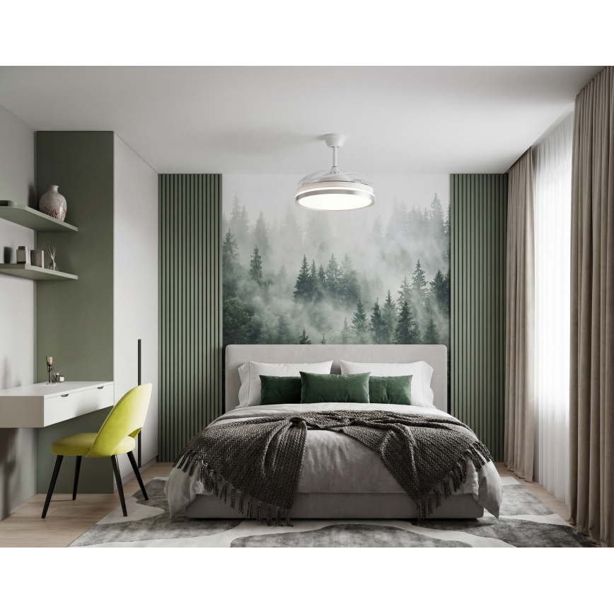 Димируемо LED таванно осветително тяло с вентилатор PLAVE LED/36W/230V 3000-6500K сребристо/бяло + дистанционно управление