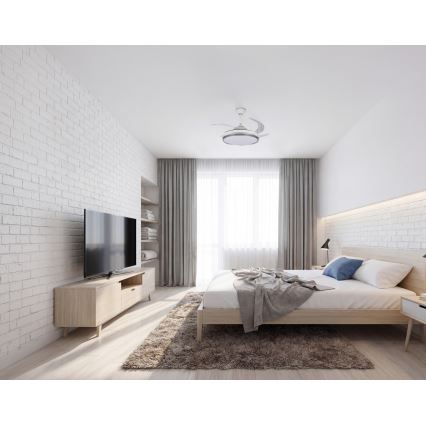 Димируемо LED таванно осветително тяло с вентилатор PLAVE LED/36W/230V 3000-6500K сребристо/бяло + дистанционно управление