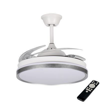 Димируемо LED таванно осветително тяло с вентилатор PLAVE LED/36W/230V 3000-6500K сребристо/бяло + дистанционно управление