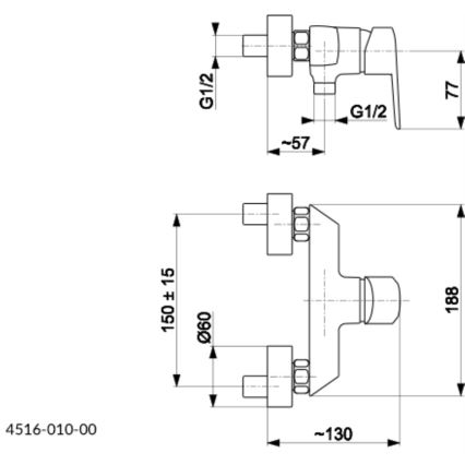 KFA Armatura 4516-010-00 - Кранче за душ GERMAN лъскав хром