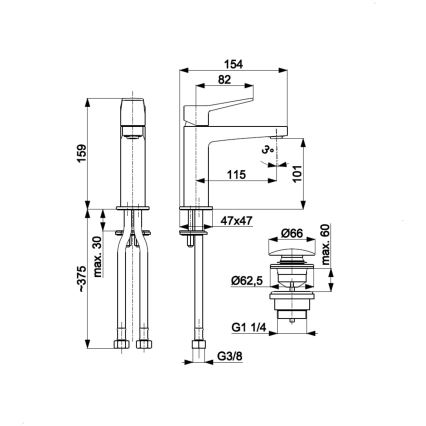 KFA Armatura 4522-815-44 - Смесител за умивалник + излив MALAGA 15,9 cm бял