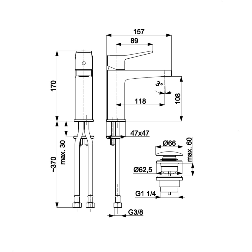 KFA Armatura 4522-825-81 - Смесител за умивалник + изпразнител MALAGA 17 cm черен