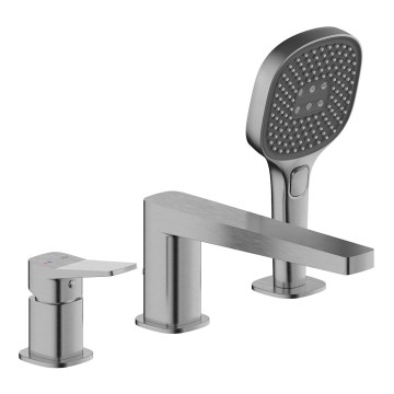 KFA Armatura 4525-210-61 - 3-отворен смесител за вана MALAGA, металическо сиво