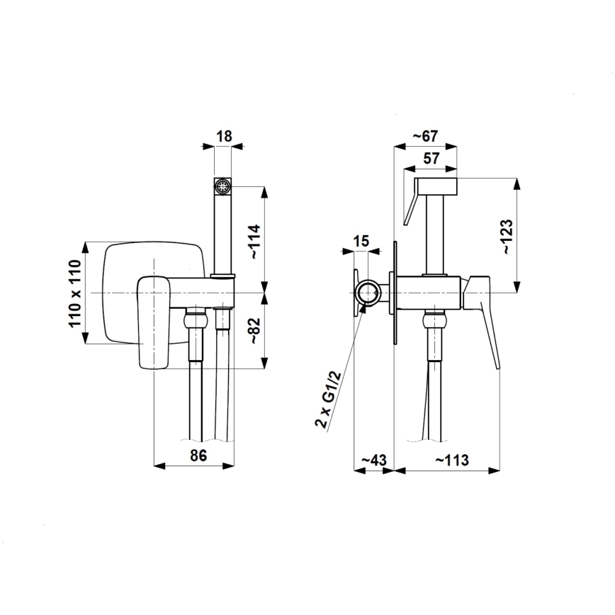 KFA Armatura 4529-512-31 - Смесител за биде с ръчен душ за вграждане MALAGA четкано злато