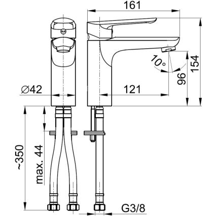 KFA Armatura 5022-815-00 - Кран за мивка + сифон с преливник TANZANIT 15,4 см лъскав хром