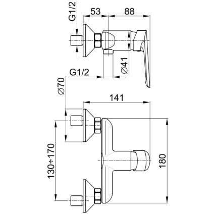 KFA Armatura 5026-010-00 - Кранче за душ TANZANIT лъскав хром