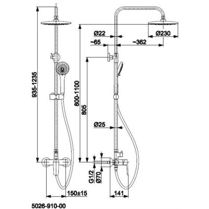 KFA Armatura 5026-910-00 - Душ комплект с кранче TANZANIT лъскав хром