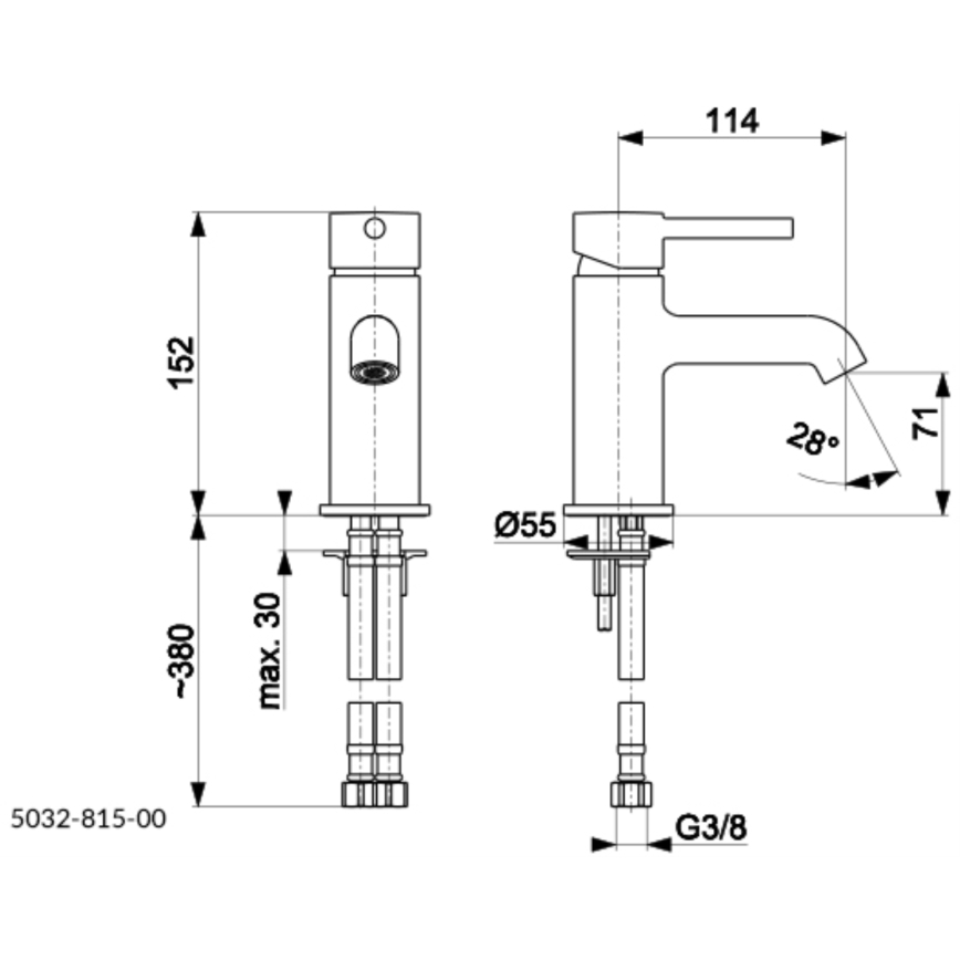 KFA Armatura 5032-815-31 - Кран за мивка + сифон с преливник MOZA 15,2 см шлайфан златист