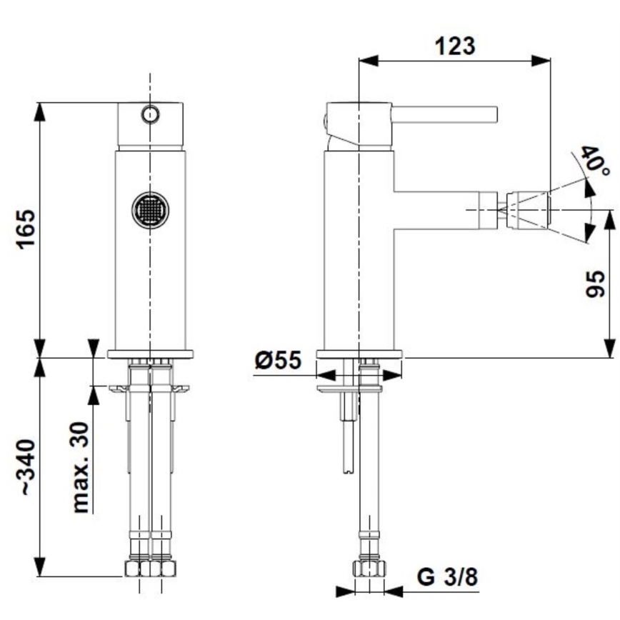 KFA Armatura 5037-015-31 - Кран за биде + сифон с преливник MOZA шлайфан златист