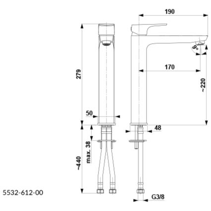 KFA Armatura 5532-612-00 - Кран за мивка MOKAIT 27,9 cm лъскав хром