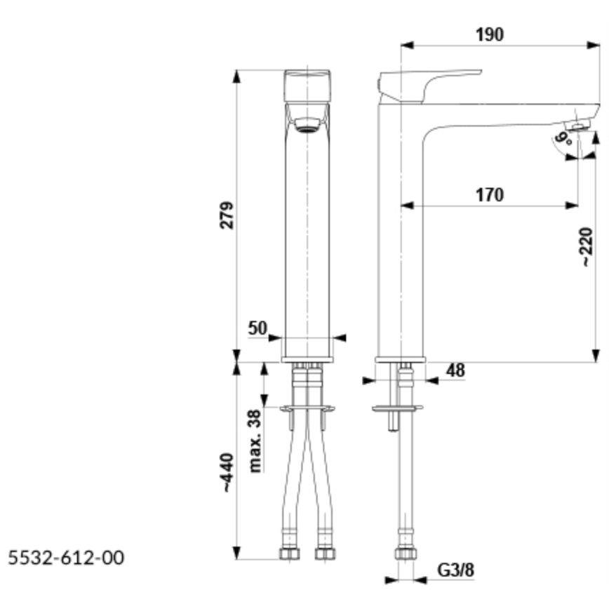 KFA Armatura 5532-612-00 - Кран за мивка MOKAIT 27,9 cm лъскав хром