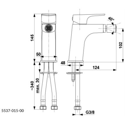 KFA Armatura 5537-015-81 - Кран за биде + сифон с преливник MOKAIT месинг/матов черен