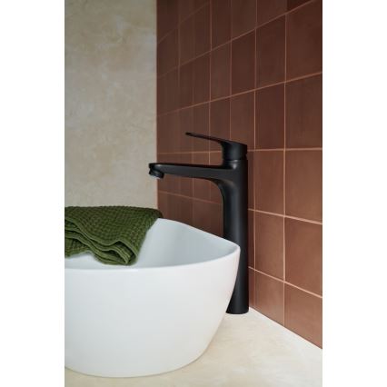 KFA Armatura 5552-712-81 - Смесител за мивка с изпускател и преливник OTAVA 30,2 см матово черен