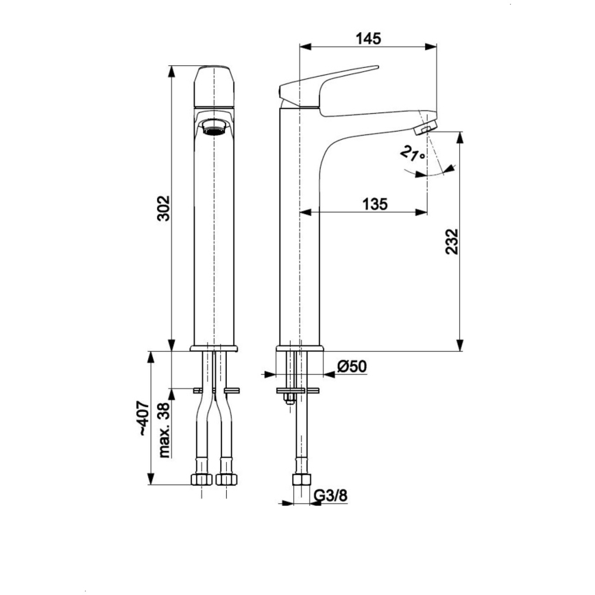 KFA Armatura 5552-712-81 - Смесител за мивка с изпускател и преливник OTAVA 30,2 см матово черен