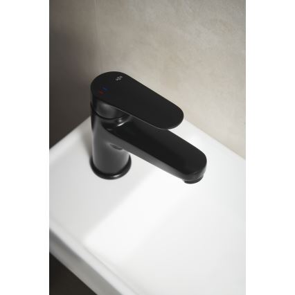 KFA Armatura 5552-815-81 - Смесител за мивка с изпускател и преливник OTAVA 15 см матово черен